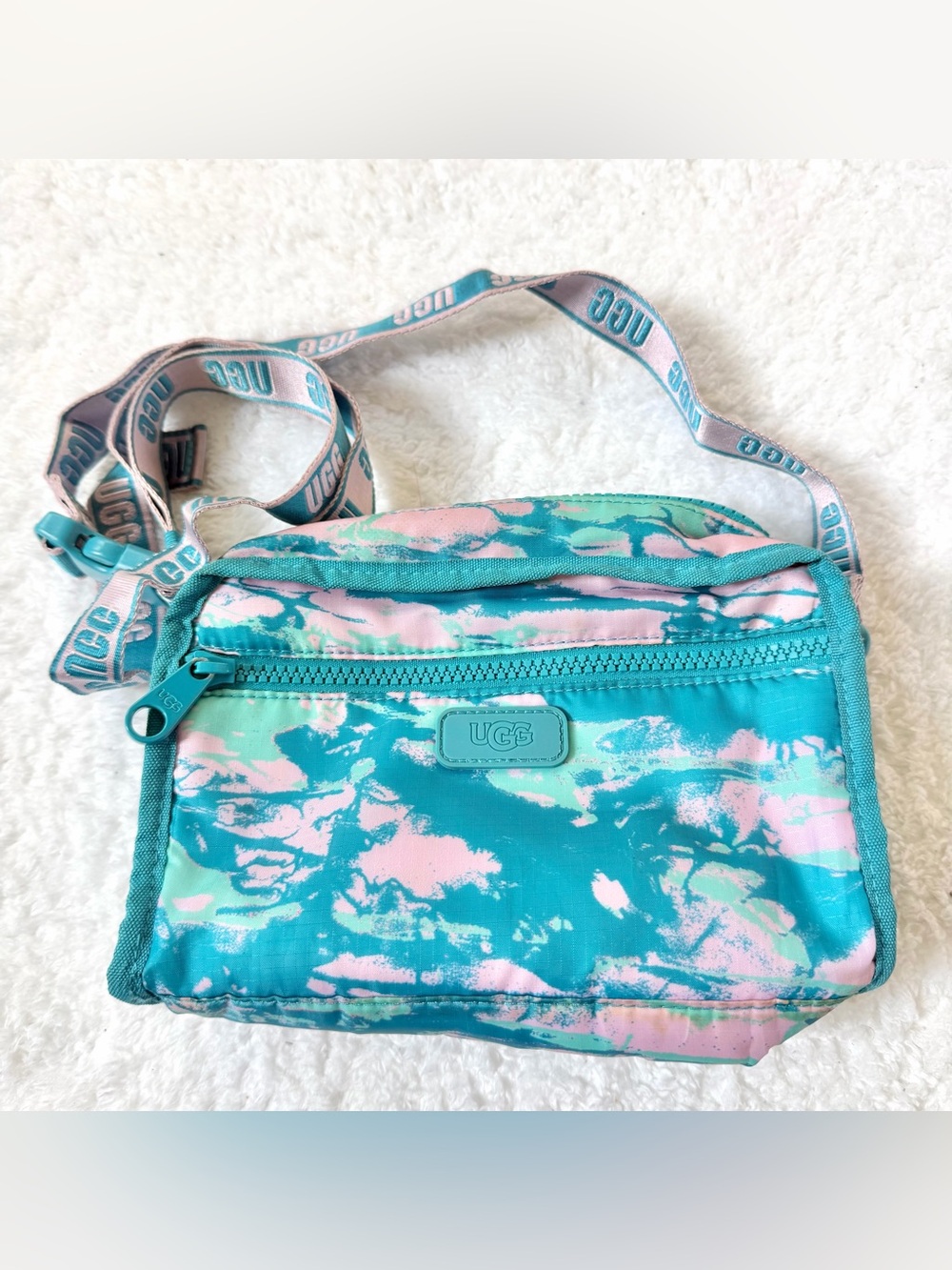 UGG Nylon Shoulder Bag Blue Pink Logo Women
